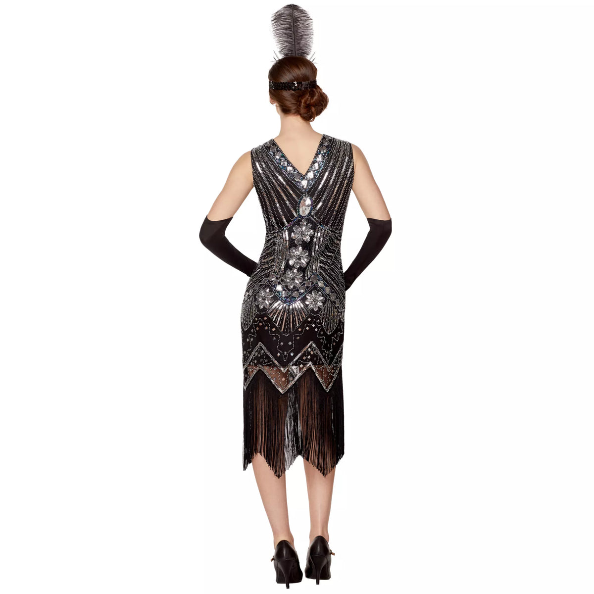 Adult Black Beaded Flapper Dress