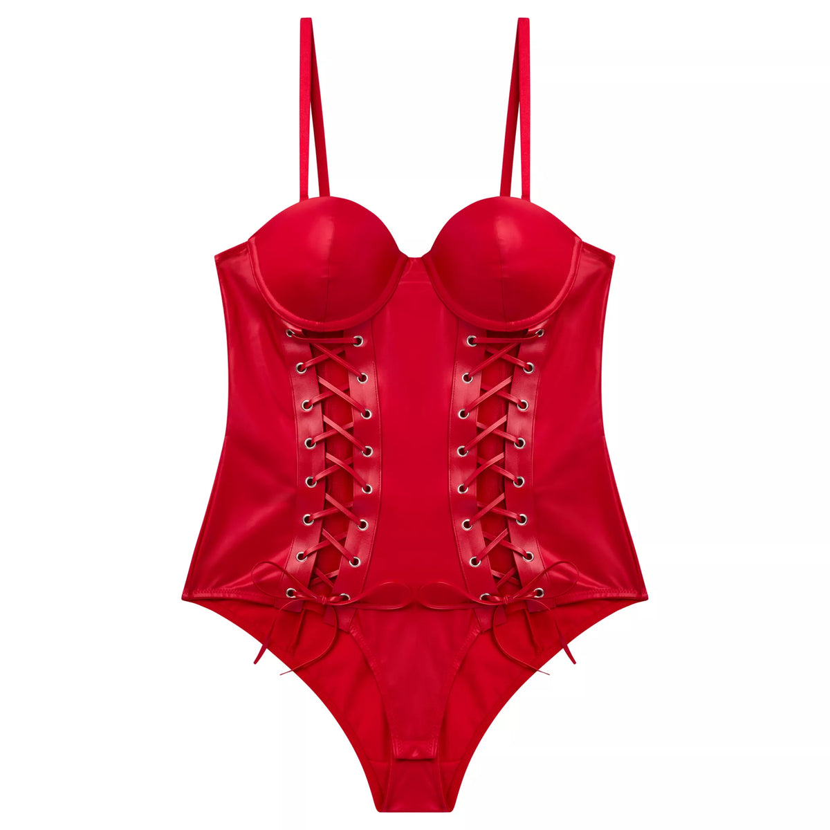 Red Lace Up Bodysuit