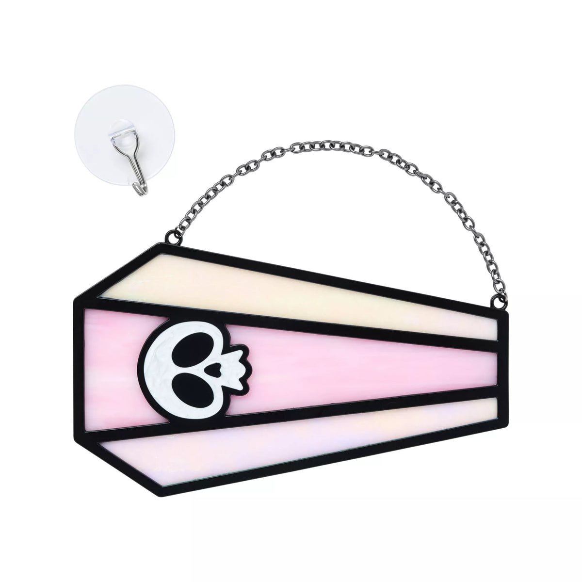 Pink Skull Coffin Suncatcher